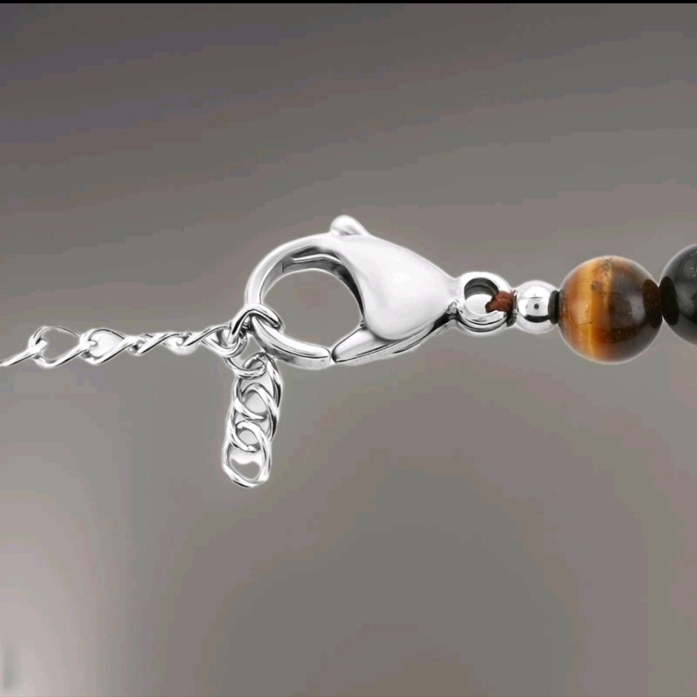 Tiger's Eye Heart Pendant Beaded Necklace - Picture 4 of 4